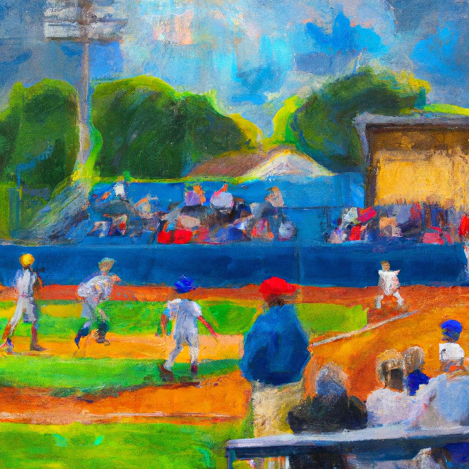 DALL·E 2023-07-21 12.32.25 - Oil painting of a little league baseball game with bleachers of parents watching and rooting for their children. 