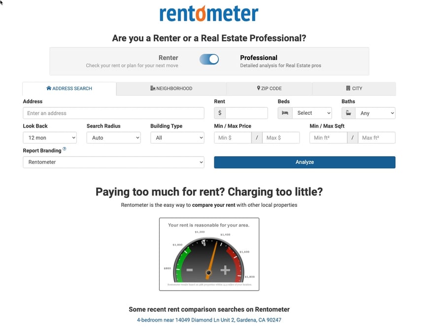 Rentometer Home Page